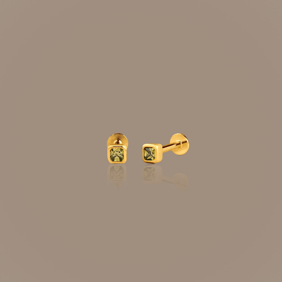 Square Bezel Birthstone Flat Back Studs