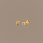 Square Bezel Birthstone Flat Back Studs
