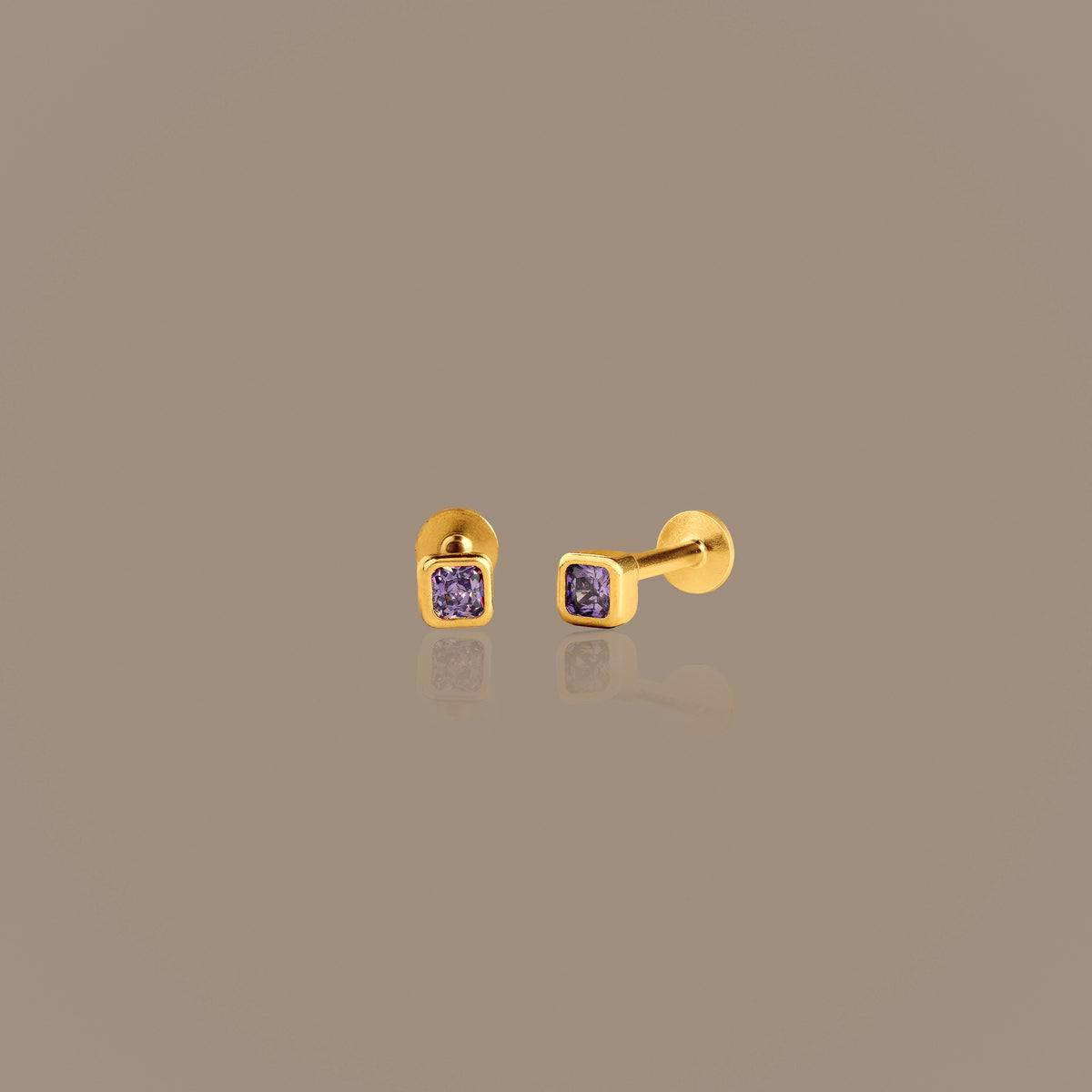 Square Bezel Birthstone Flat Back Studs