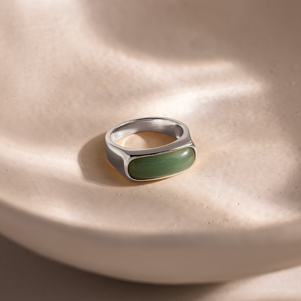 Jade Signet Ring in Silver