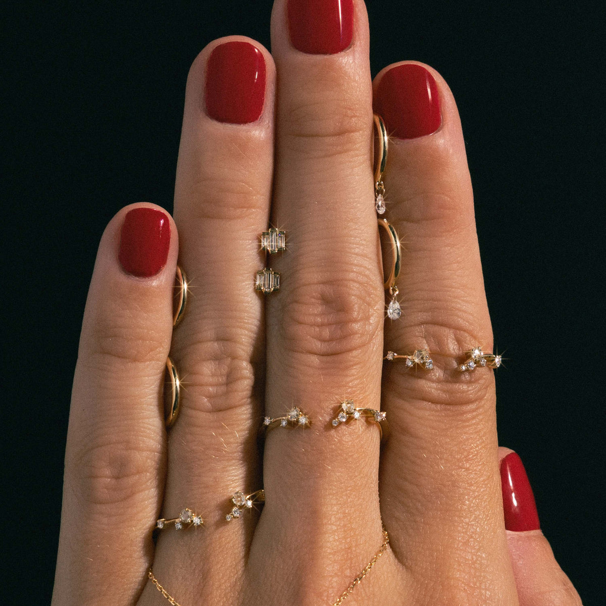 Solid Gold Lab-Grown Diamond Baguette Trio Studs