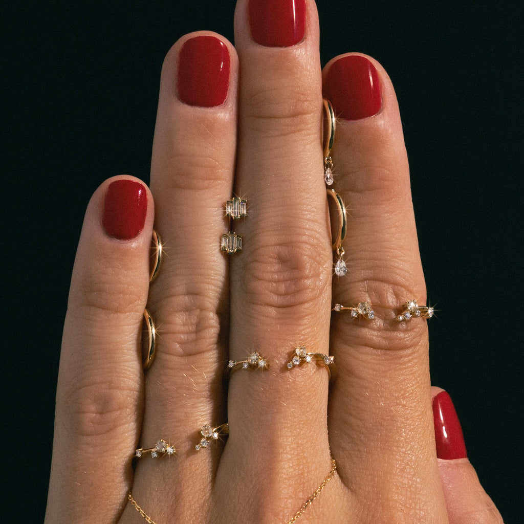 Solid Gold Lab-Grown Diamond Pear Drop Huggies