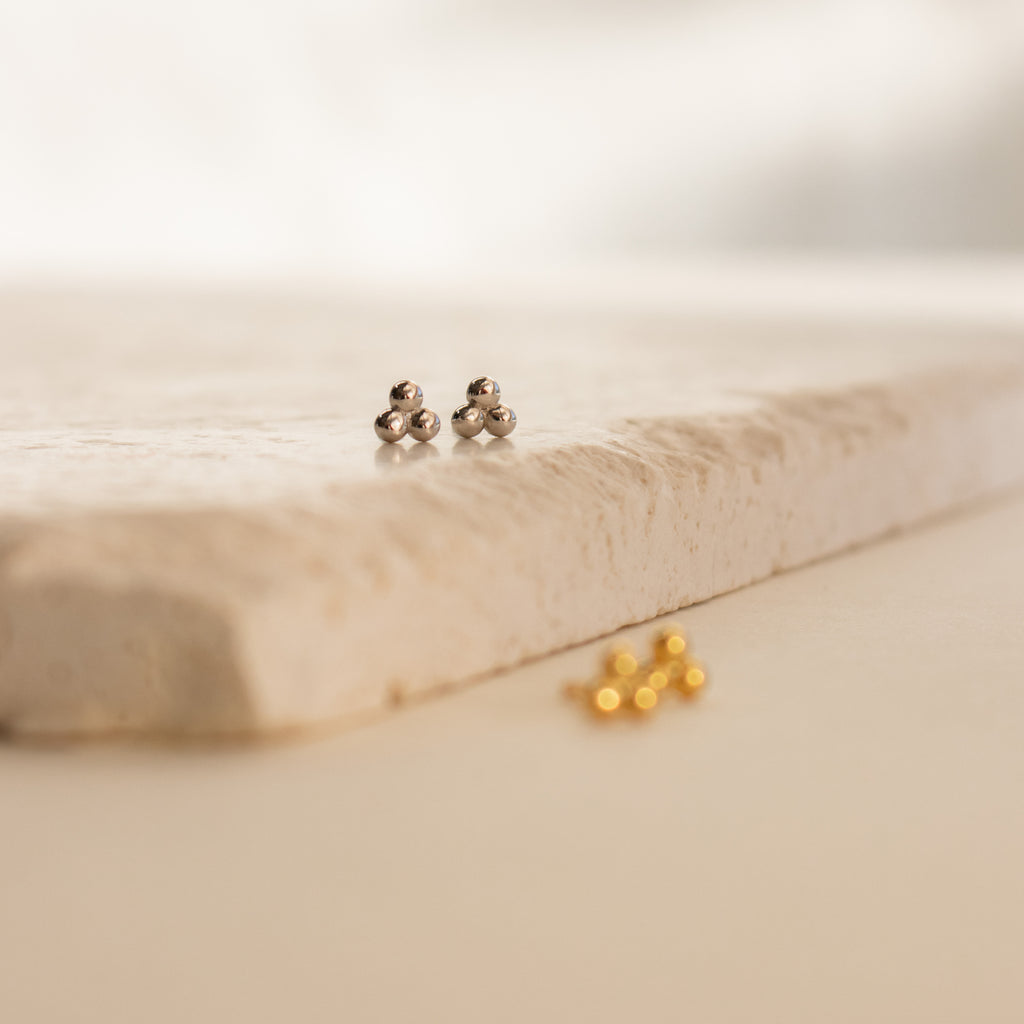 Trio Sphere Studs in Silver