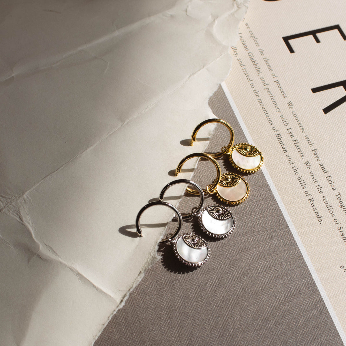 Pia Pearl Coin Hoops in Silver
