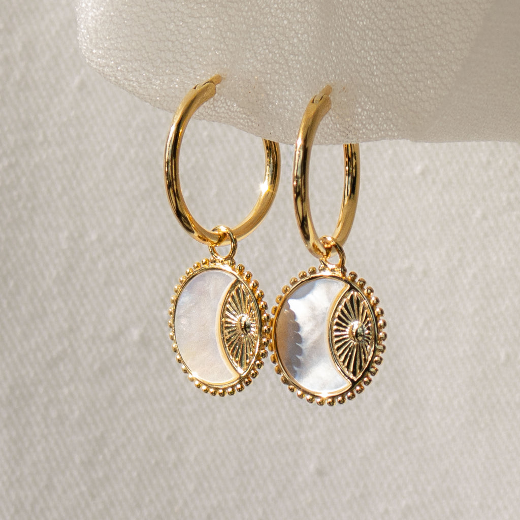 Pia Pearl Coin Hoops in 18K Gold