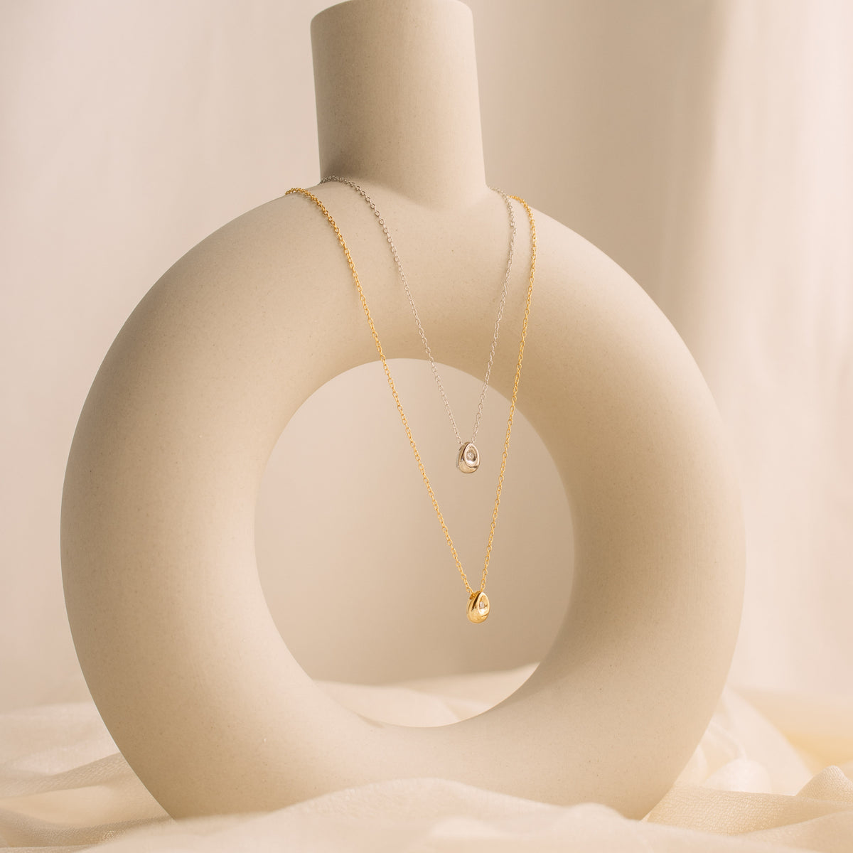 Nugget Necklace in Silver