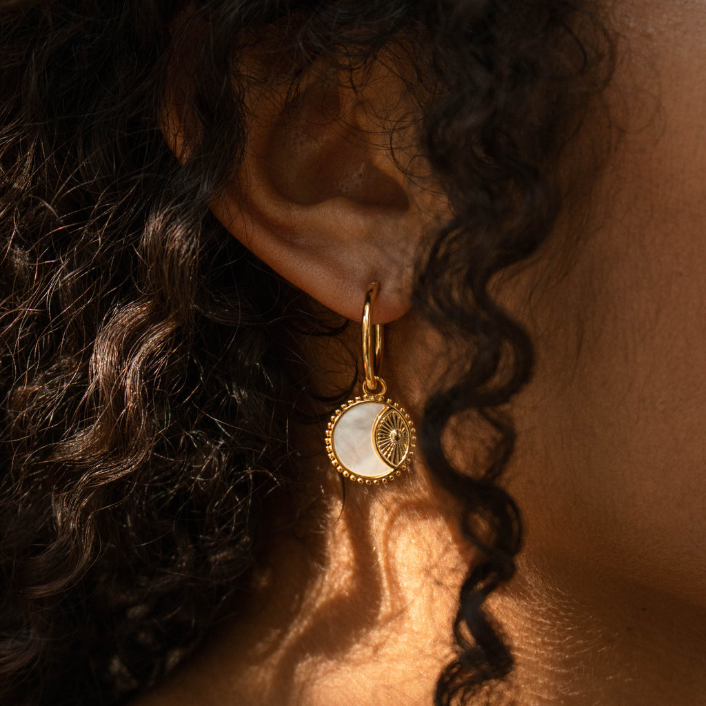 Pia Pearl Coin Hoops in 18K Gold