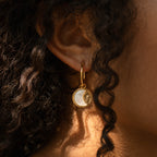Pia Pearl Coin Hoops in 18K Gold