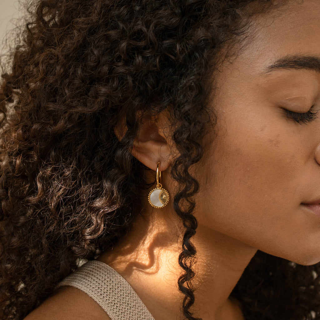 Pia Pearl Coin Hoops in 18K Gold