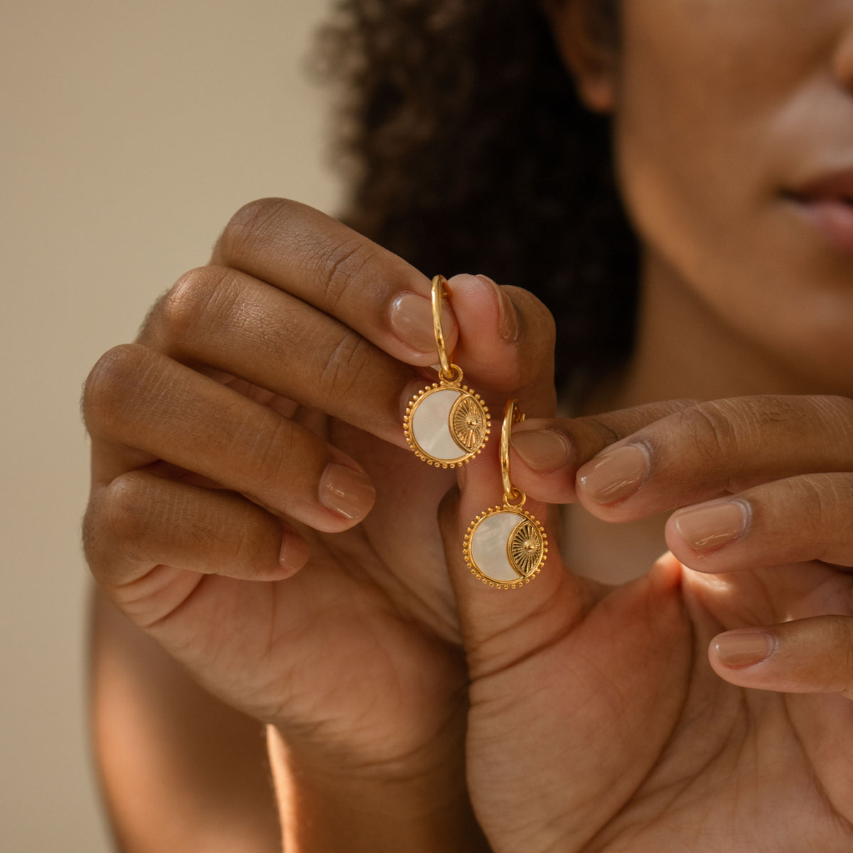 Pia Pearl Coin Hoops in 18K Gold