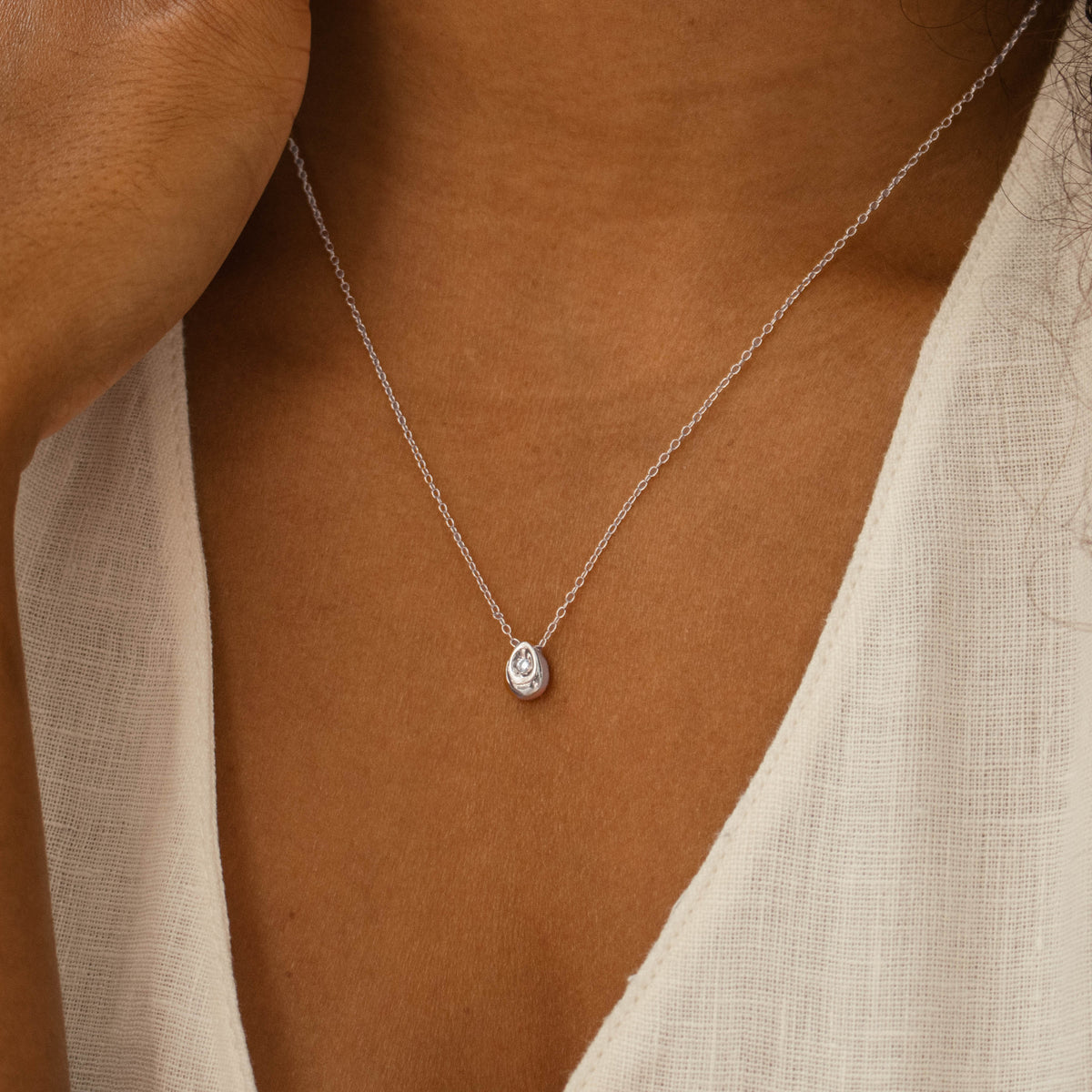 Nugget Necklace in Silver
