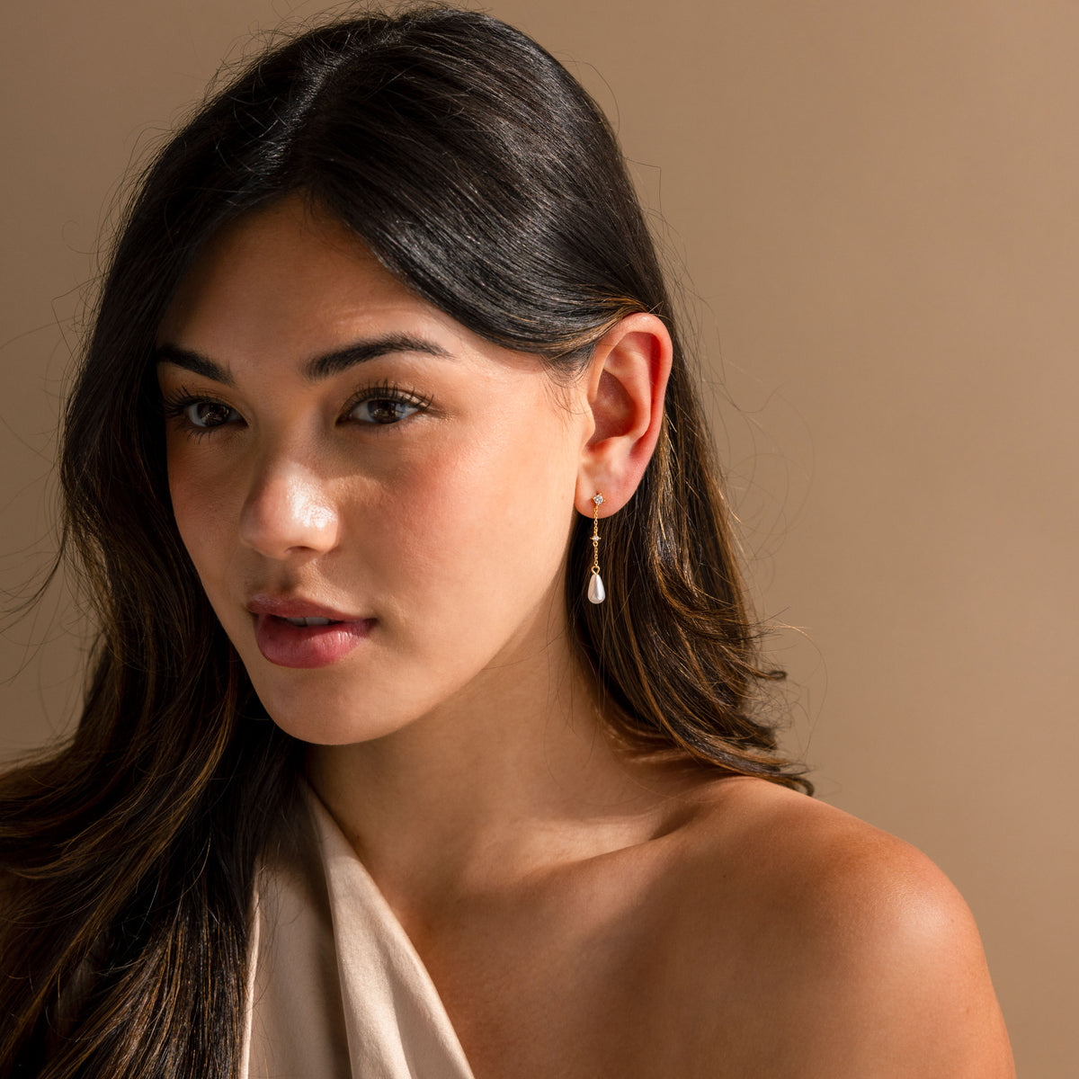Boucles d'oreilles chaîne de perles en diamant