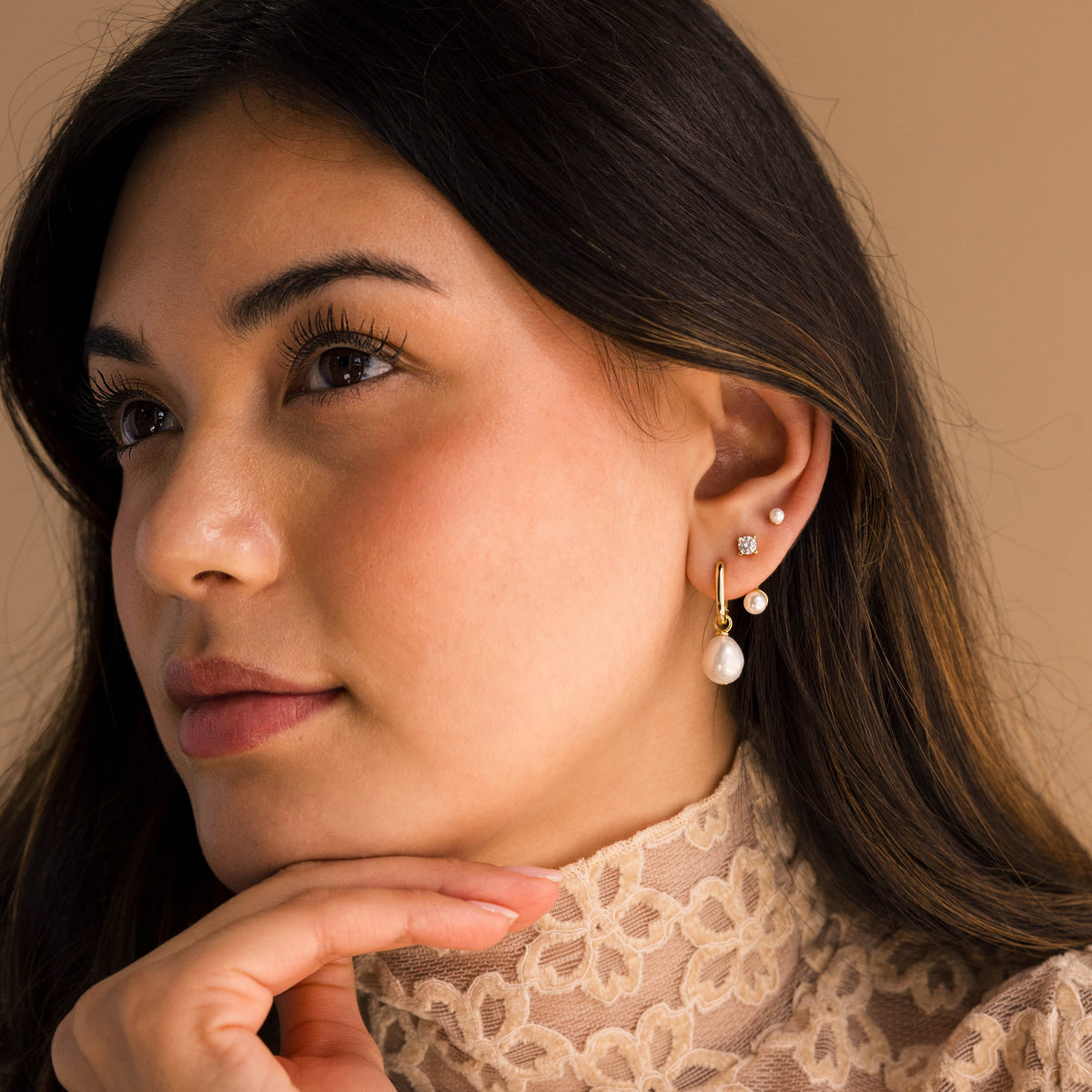 DIAMOND PEARL EAR JACKET
