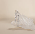 Dangling Diamond Chain Huggies in Silver