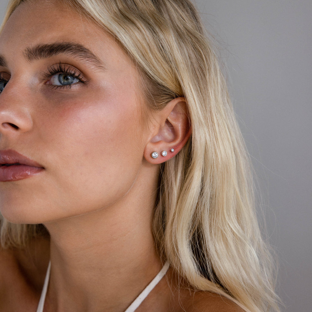 Round Diamond Bezel Flat Back Studs