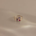 Mosaic Birthstone Signet Ring in Silver