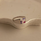 Mosaic Birthstone Signet Ring in Silver