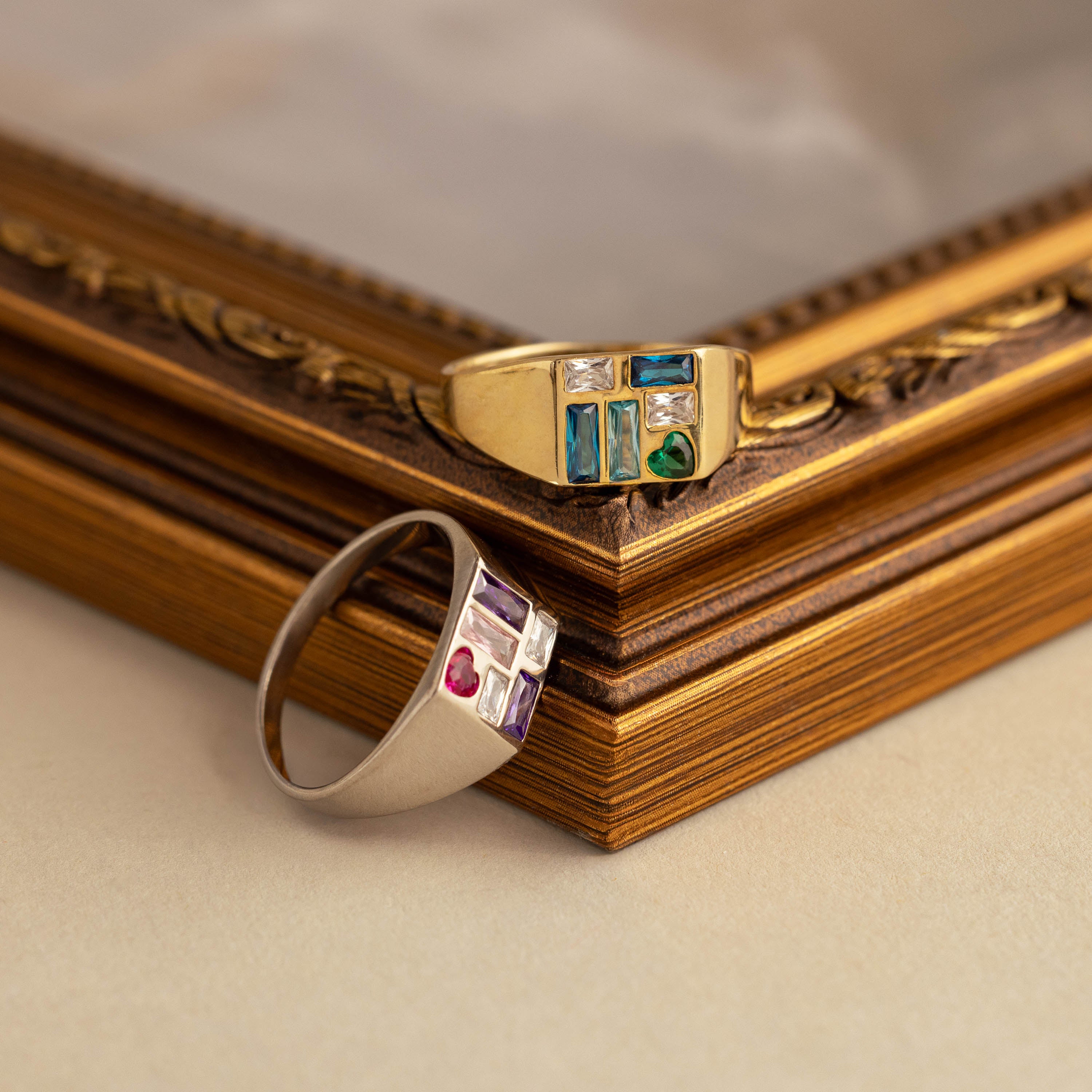 Mosaic Birthstone Signet Ring