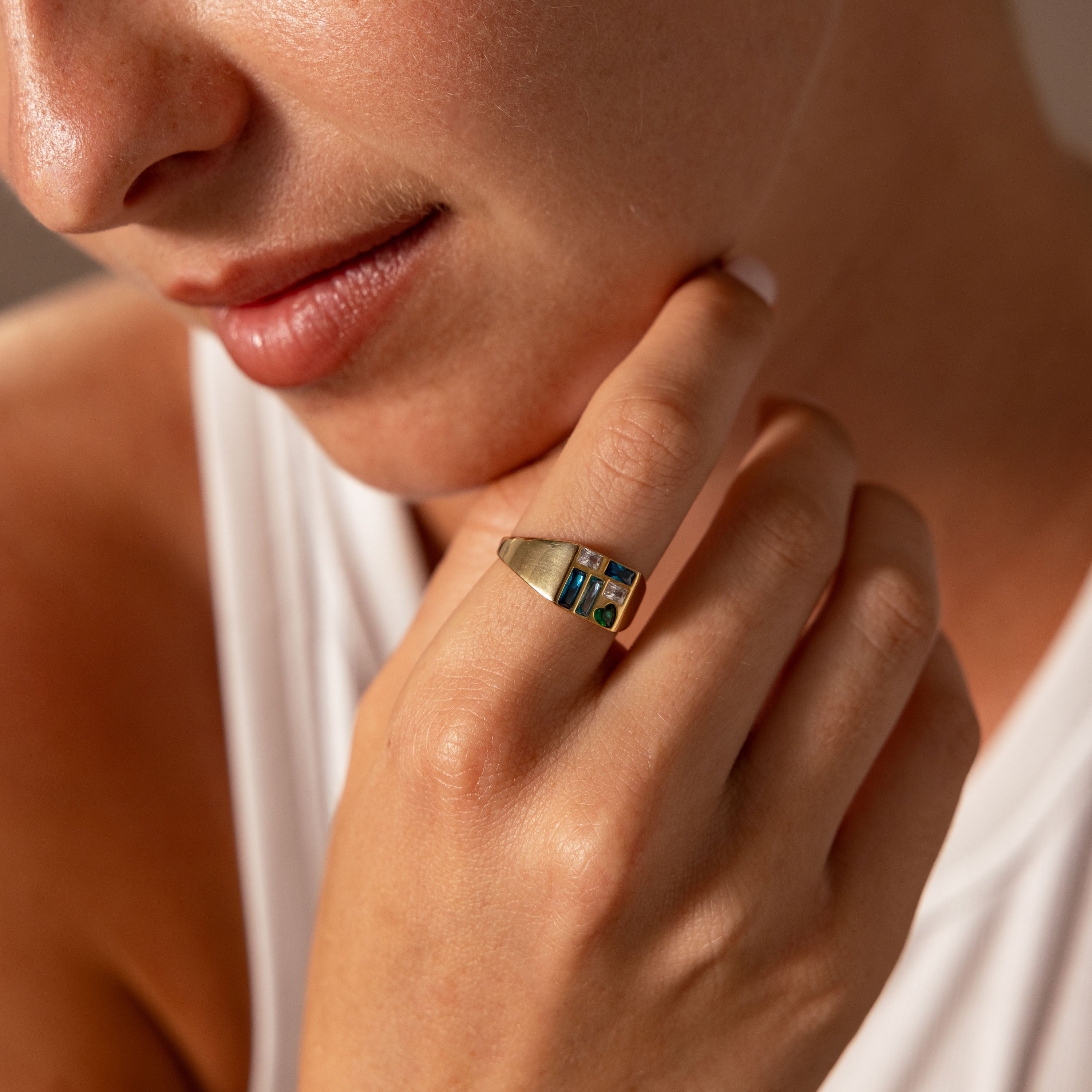 Mosaic Birthstone Signet Ring
