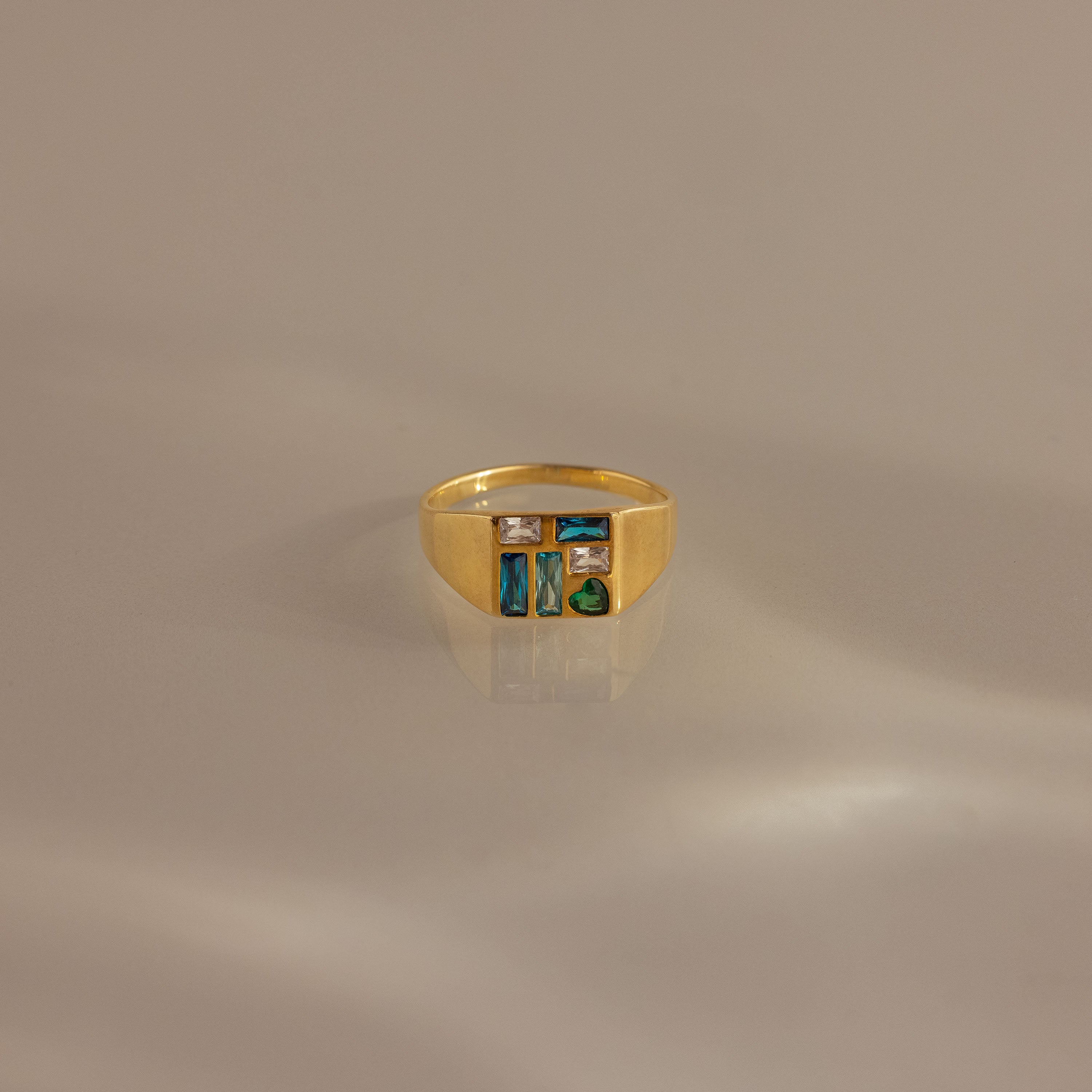 Mosaic Birthstone Signet Ring in 18K Gold