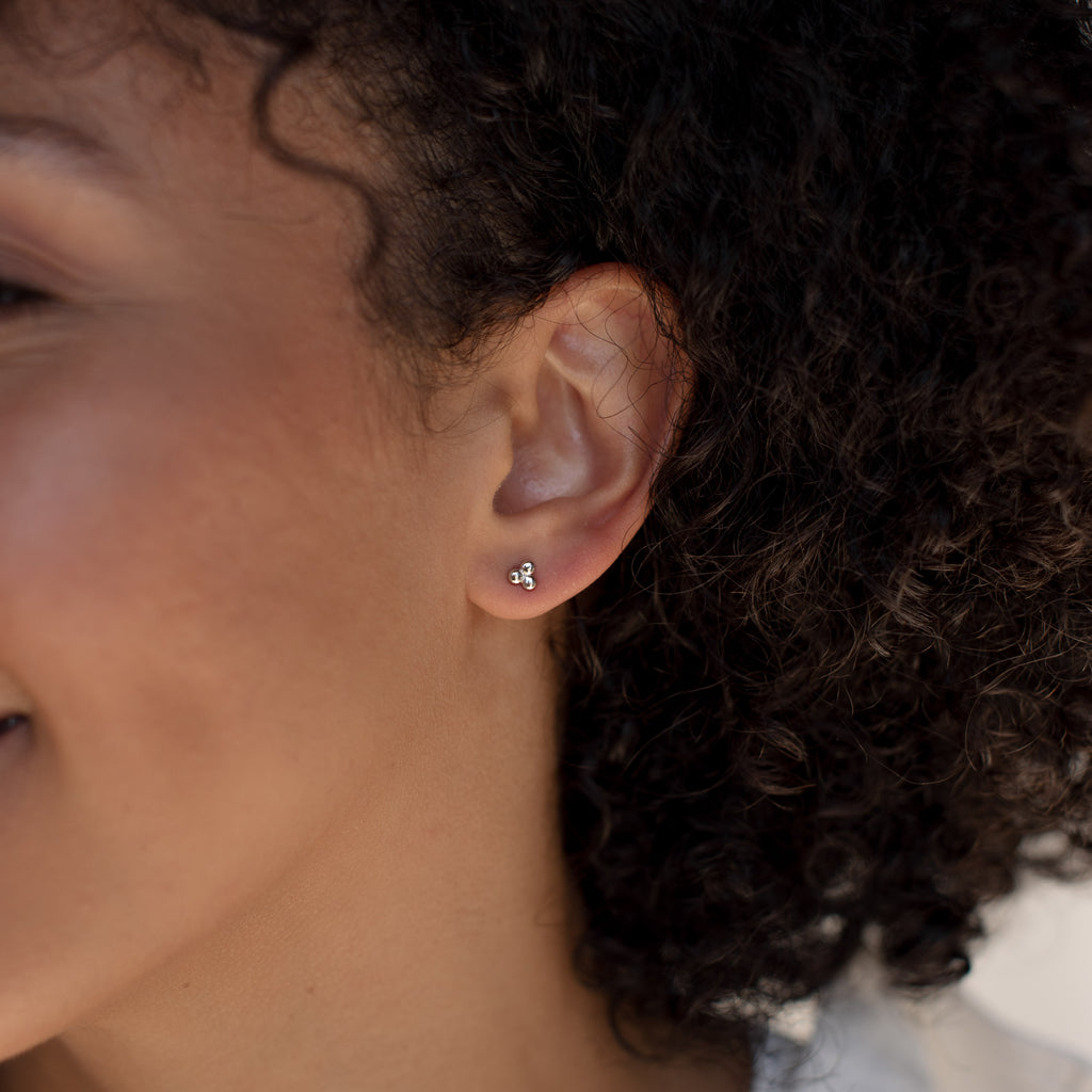 Trio Sphere Studs in Silver