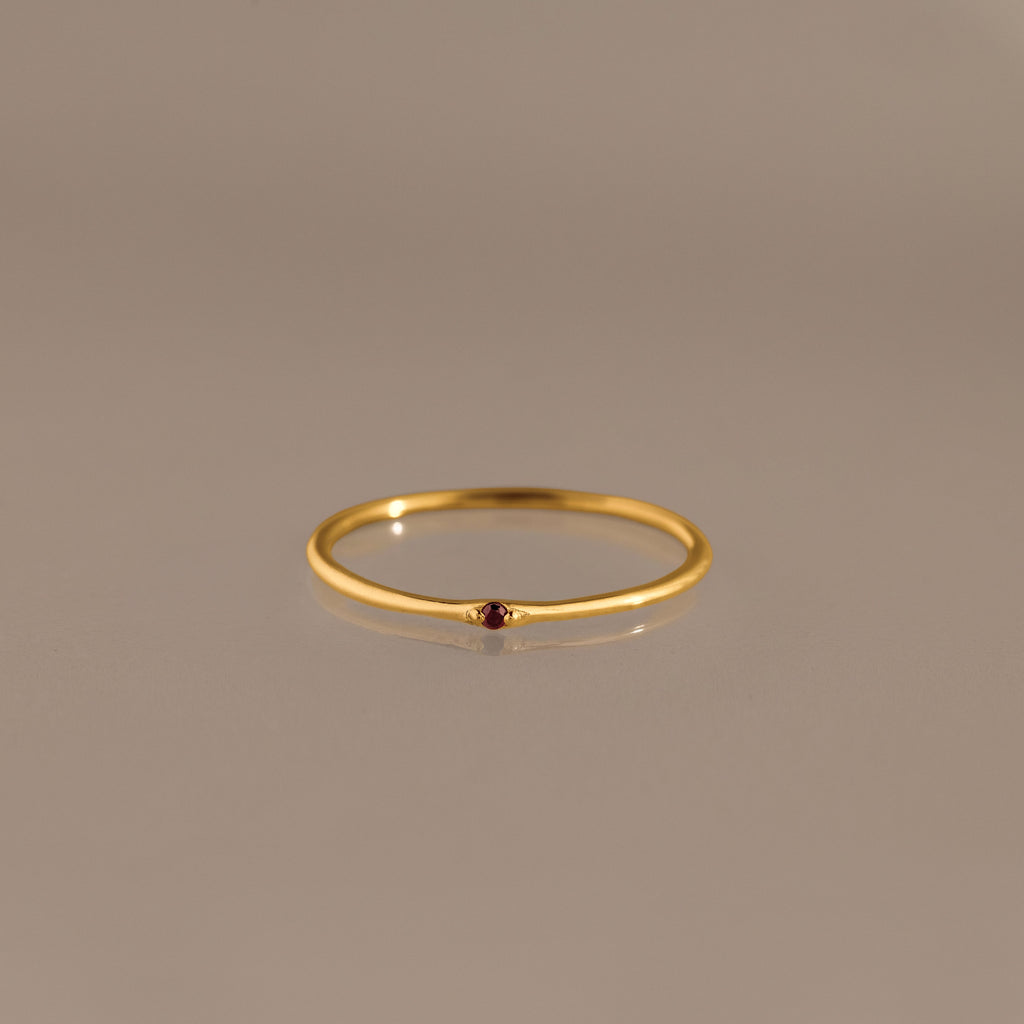 Thin Mini Garnet Ring