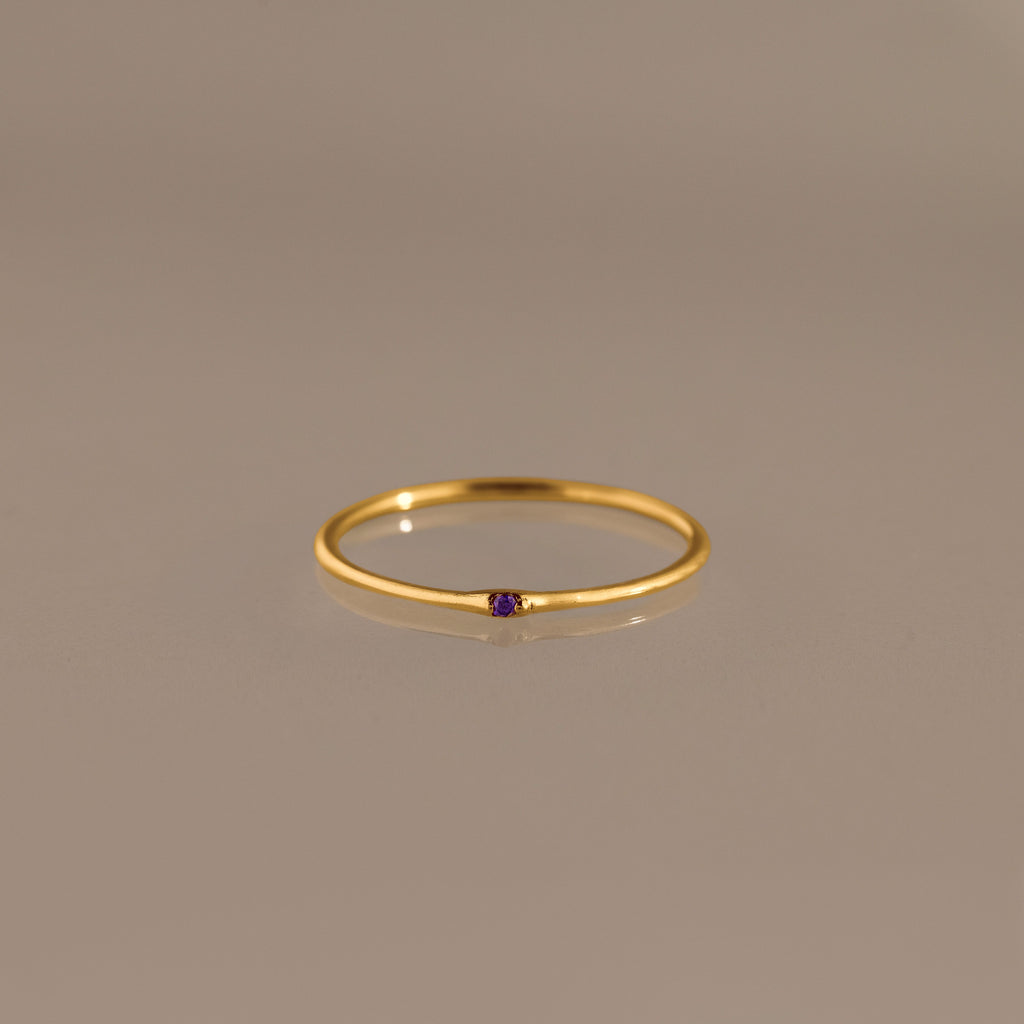 Thin Mini Amethyst Ring
