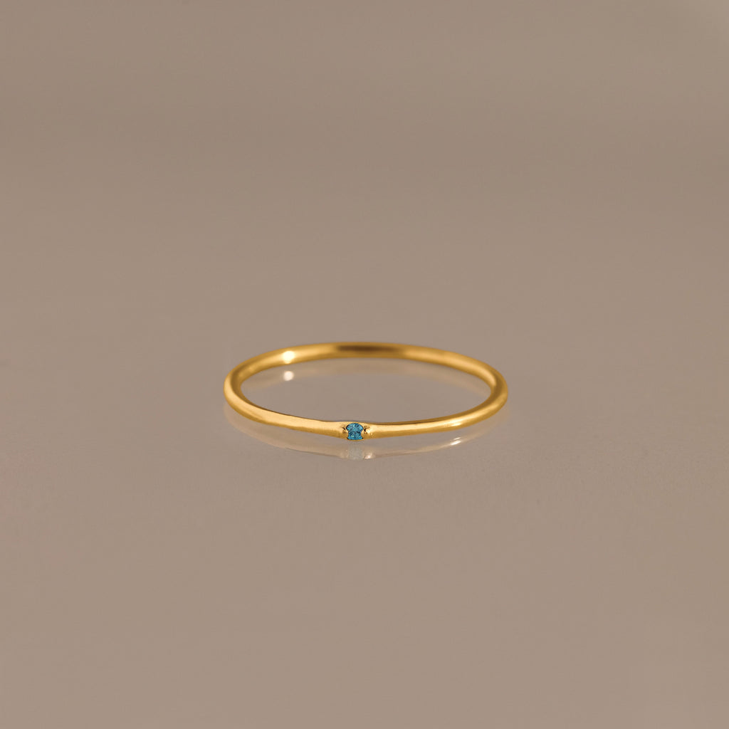 Thin Mini Aquamarine Ring