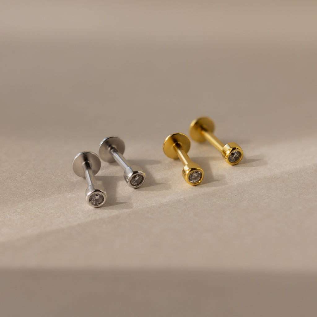 Round Diamond Bezel Flat Back Studs
