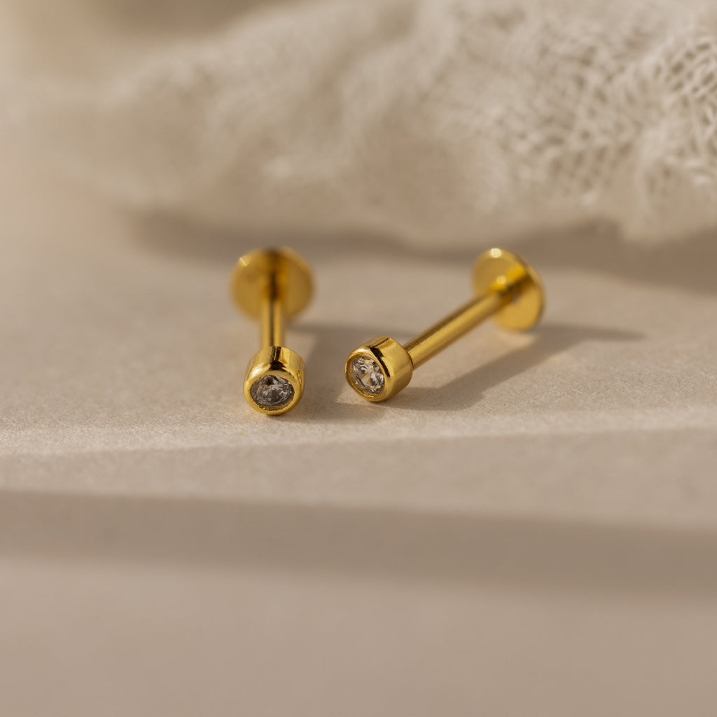 Small Diamond Bezel Flat Back Studs