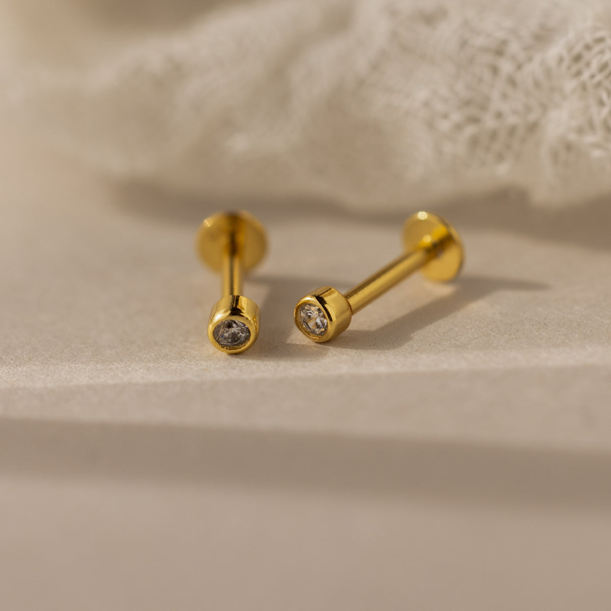 Small Diamond Bezel Flat Back Studs
