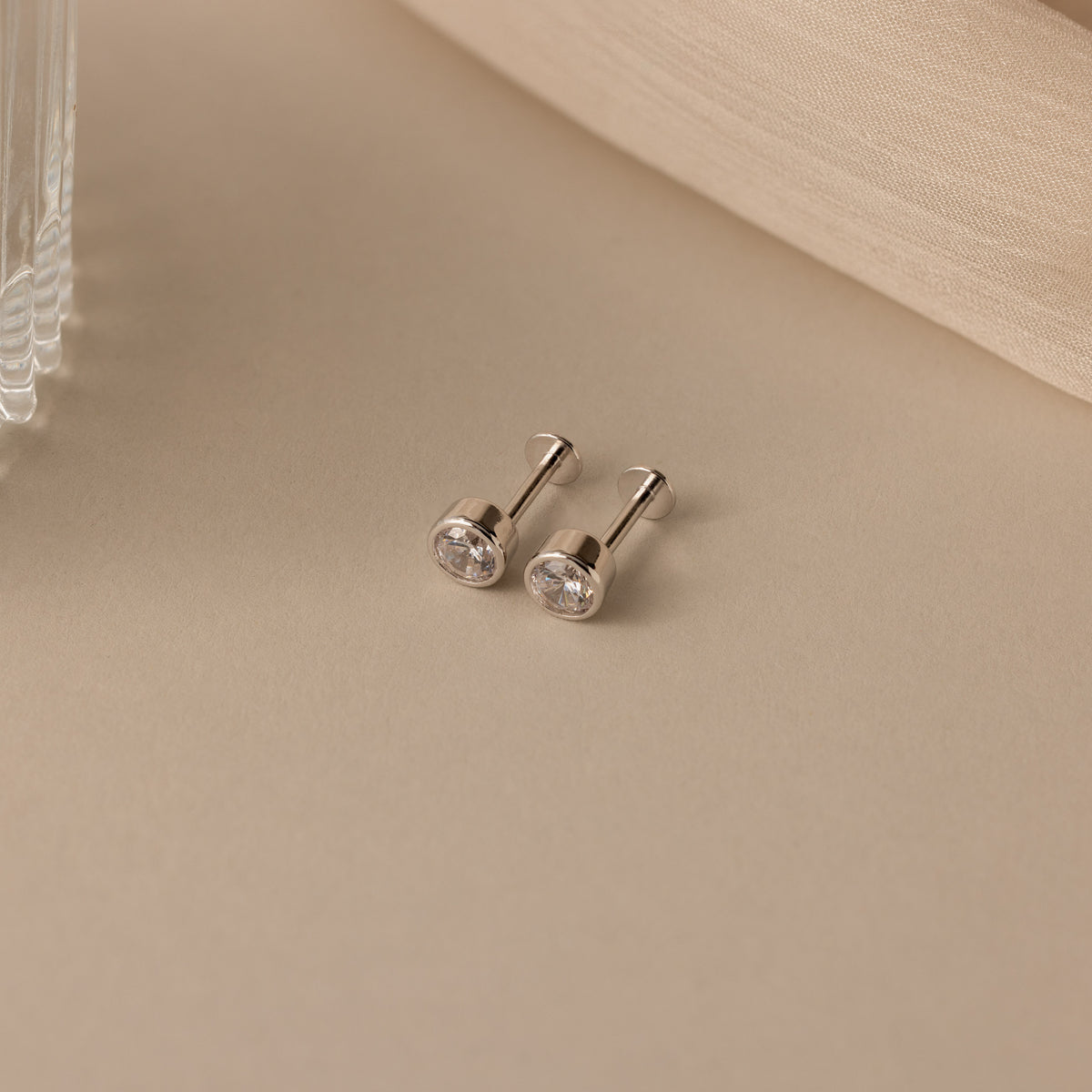 Large Diamond Bezel Flat Back Studs