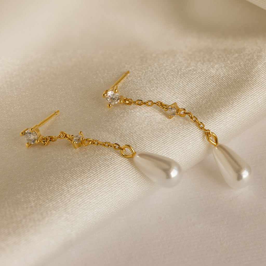 Boucles d'oreilles chaîne de perles en diamant