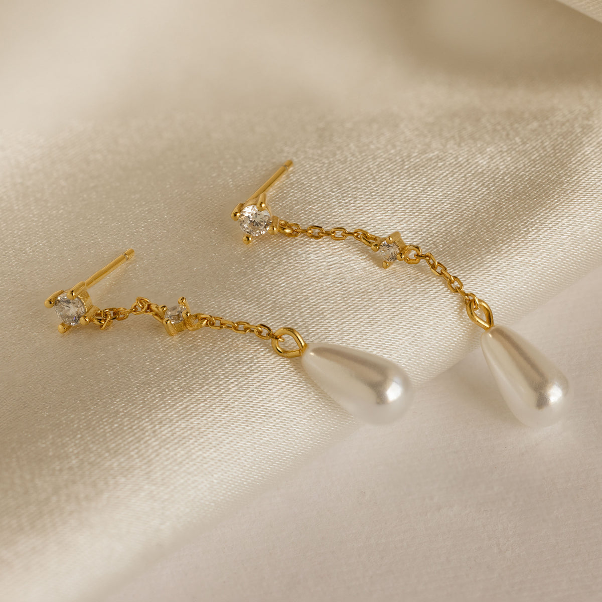 Boucles d'oreilles chaîne de perles en diamant