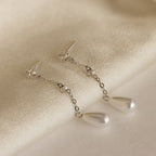 Pendientes de cadena de perlas de diamantes