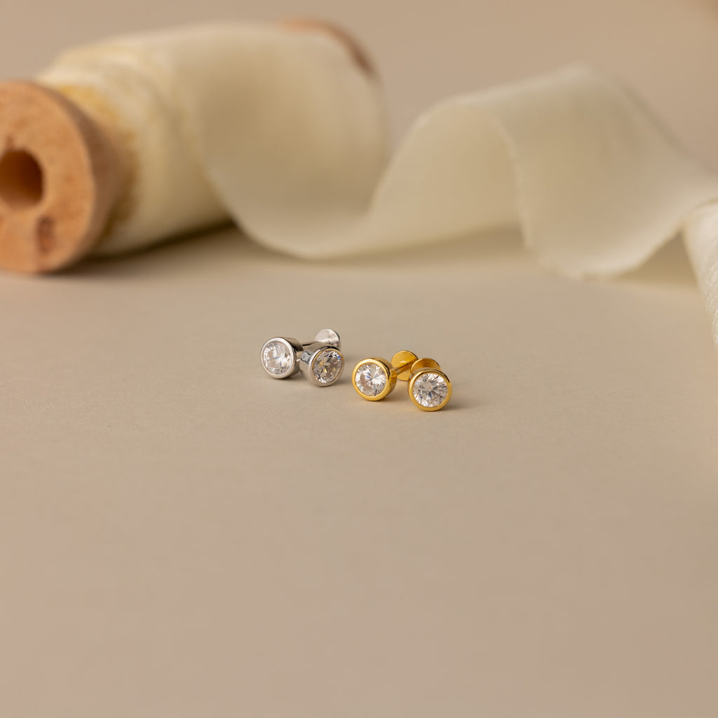 Round Diamond Bezel Flat Back Studs