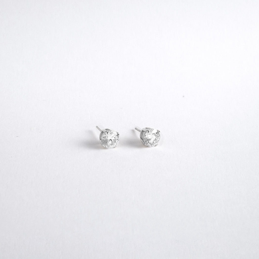 Round Diamond Studs in Silver