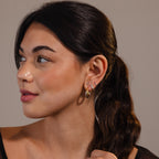 Pave Pointed Mixed Metal Hoops