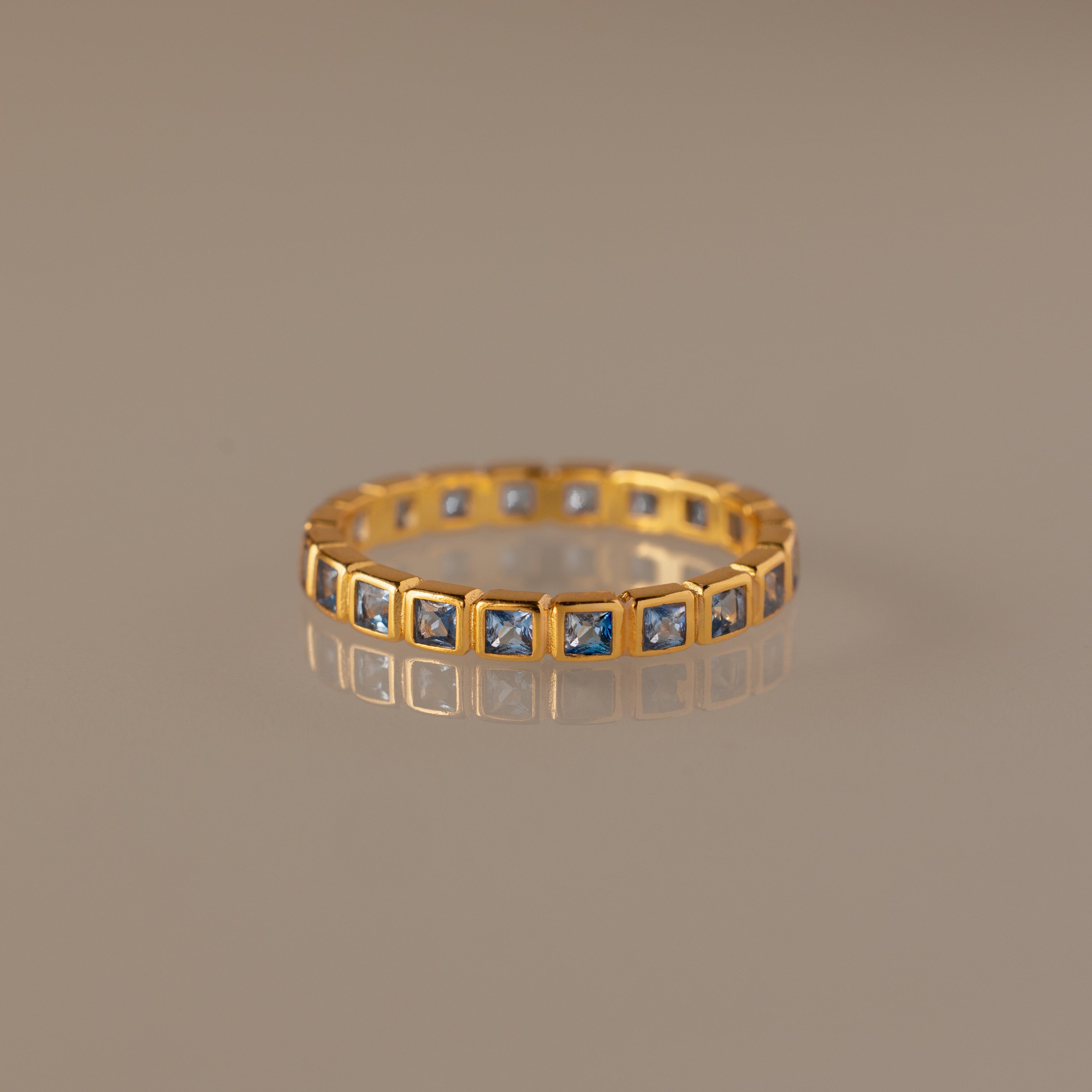 Eternity Bezel Blue Zircon Ring