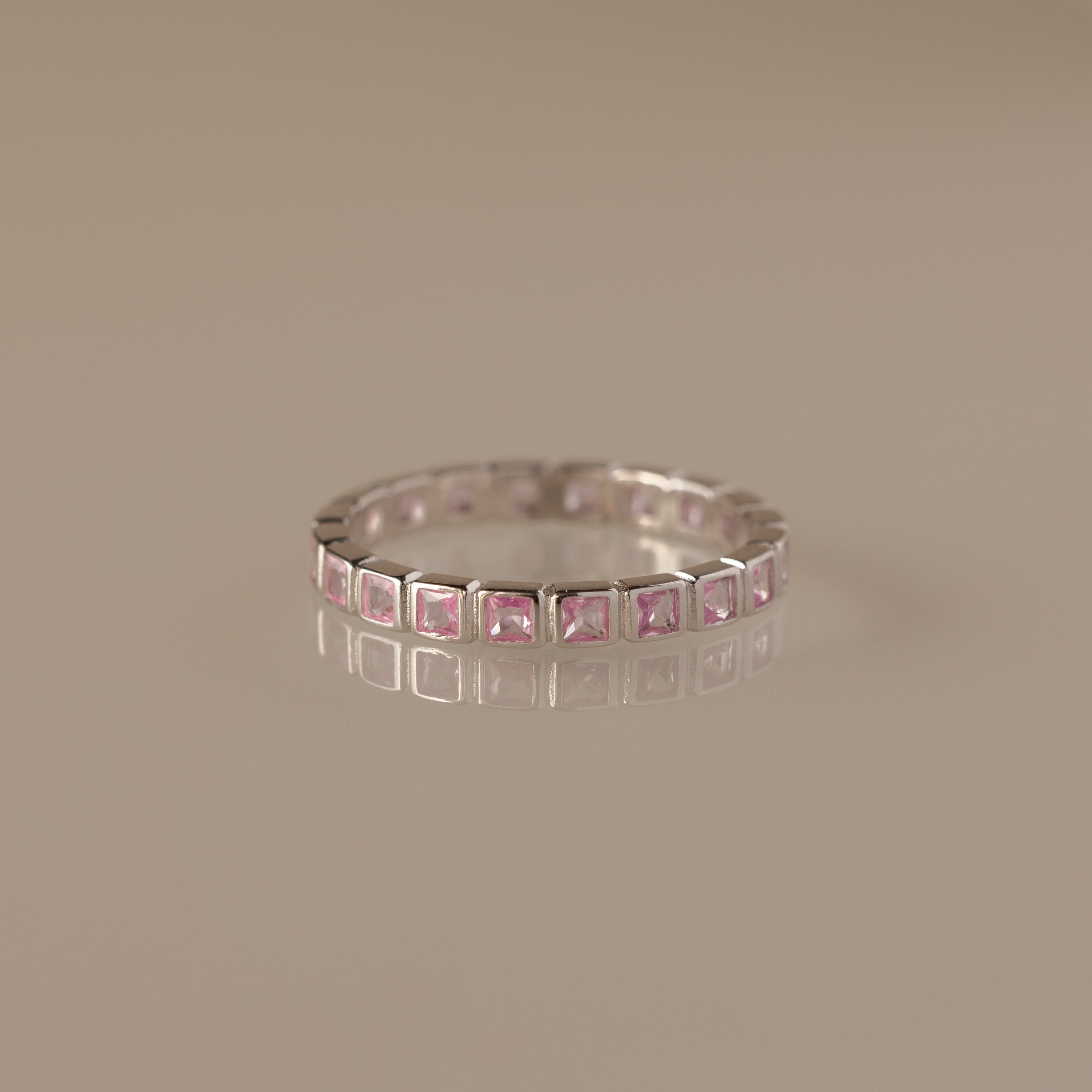 Eternity Bezel Pink Tourmaline Ring
