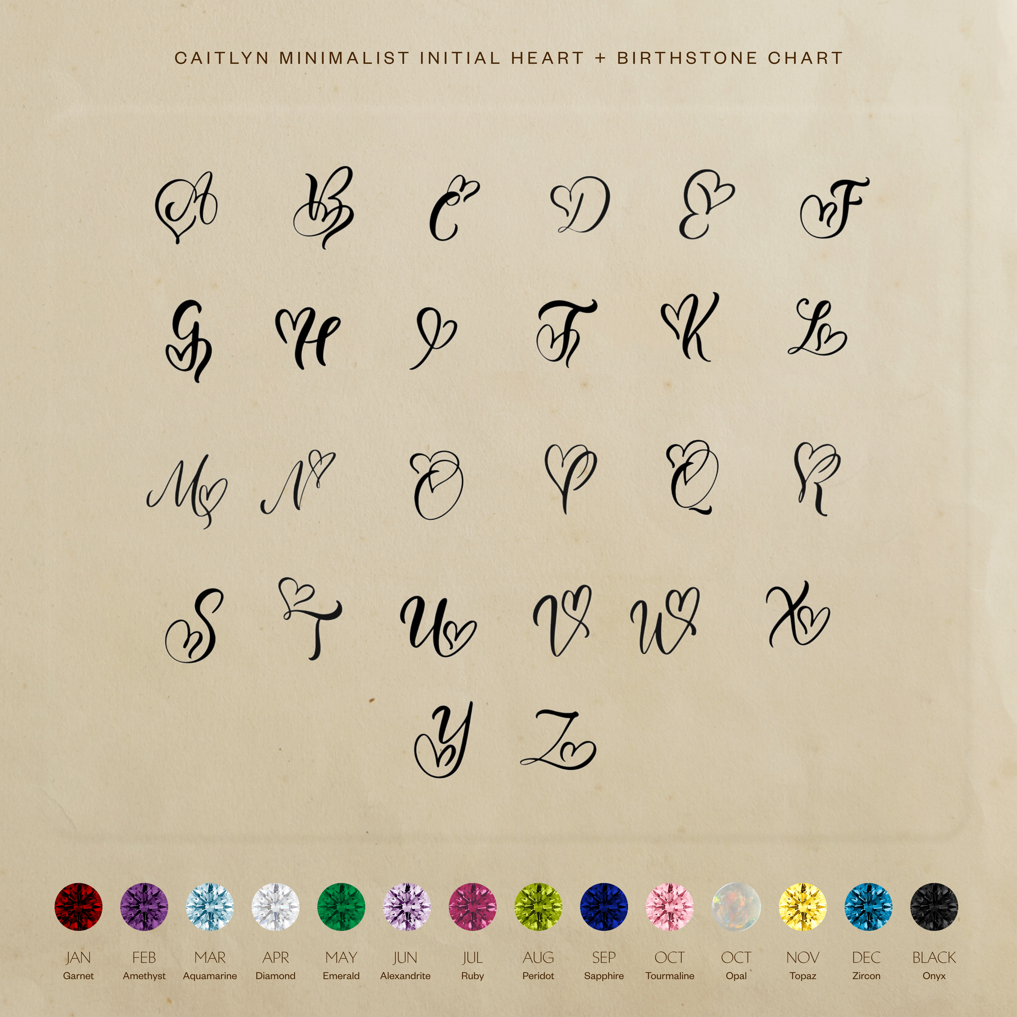 Initial Heart Birthstone Necklace