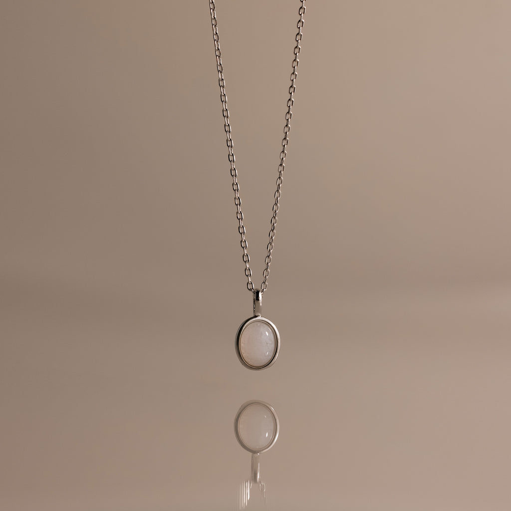 Moonstone Pendant Necklace in Silver