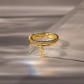 Linked Initial Aquamarine Ring Set