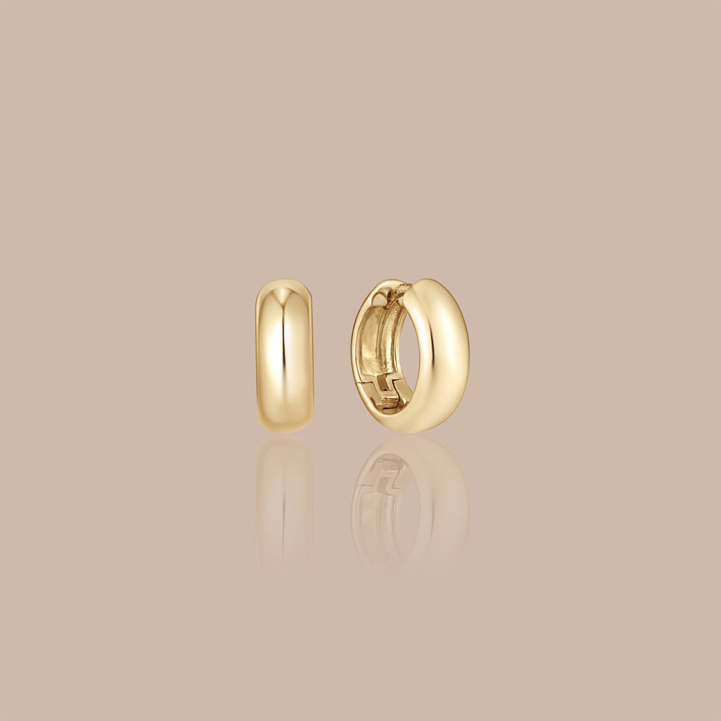 14K Gold Polished Dome Huggie Earrings