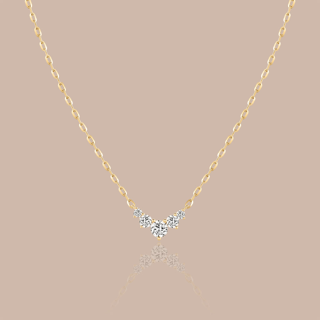 14K Gold Chevron Diamond Cluster Necklace