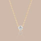 14K Gold Diamond Solitaire Pendant Necklace