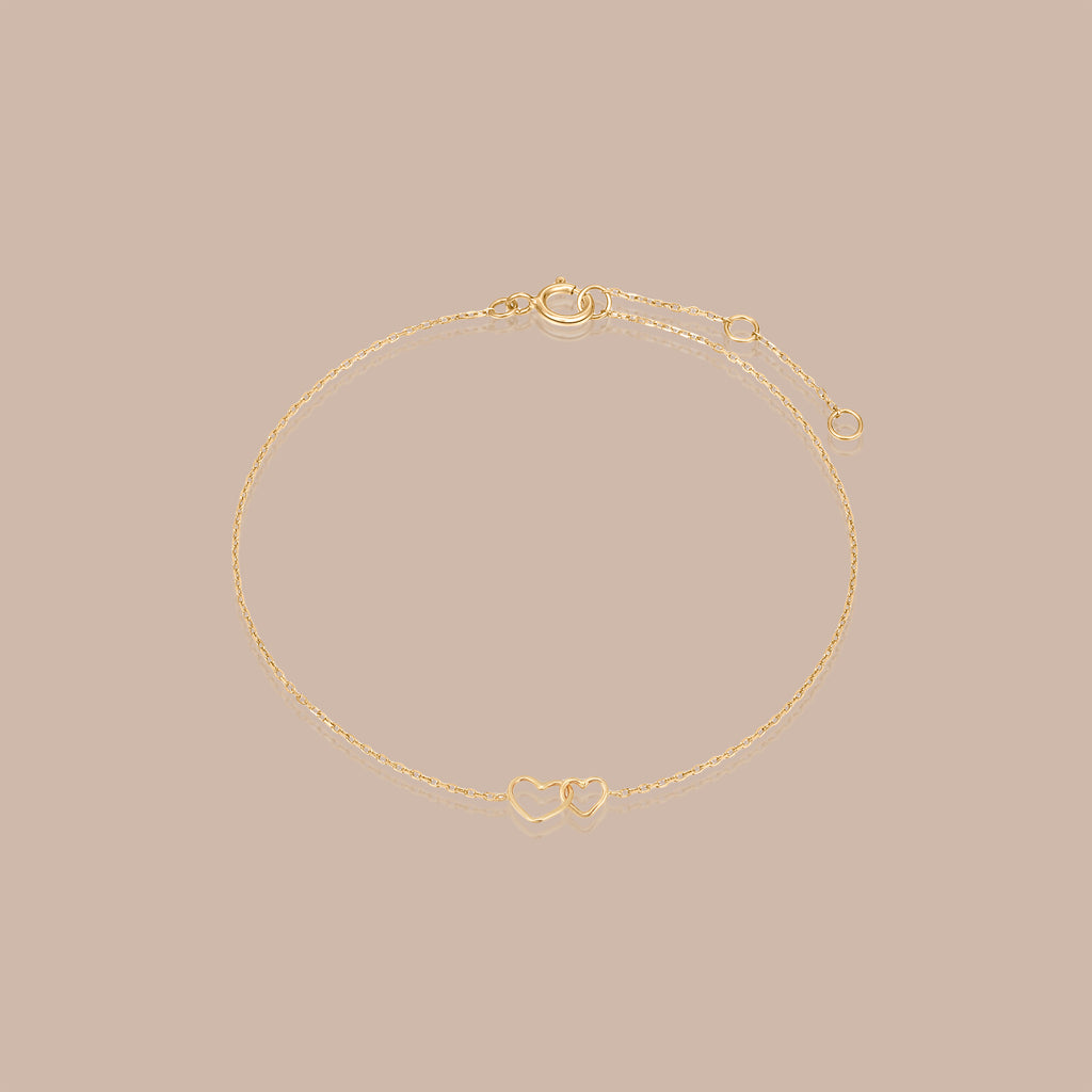 Solid Gold Heart Link Bracelet