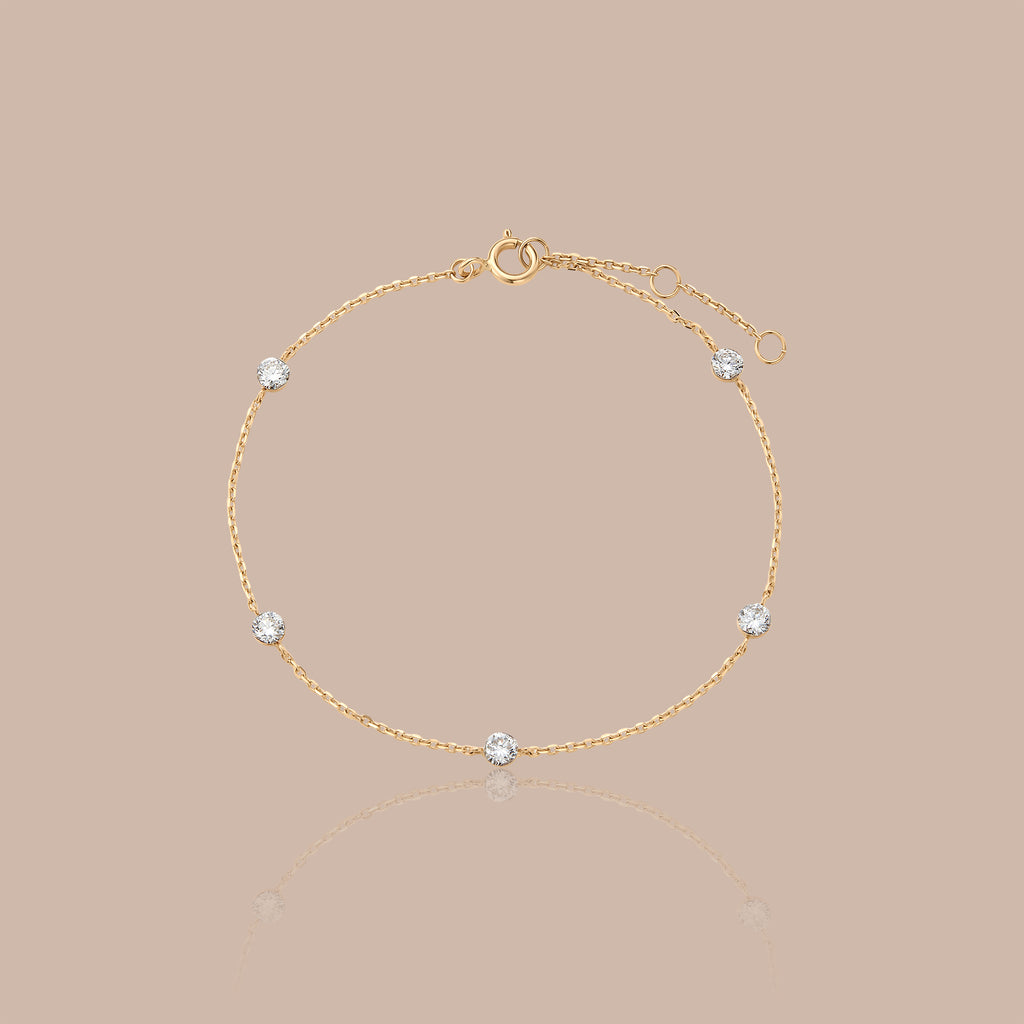 14K Gold Diamond Station Bracelet
