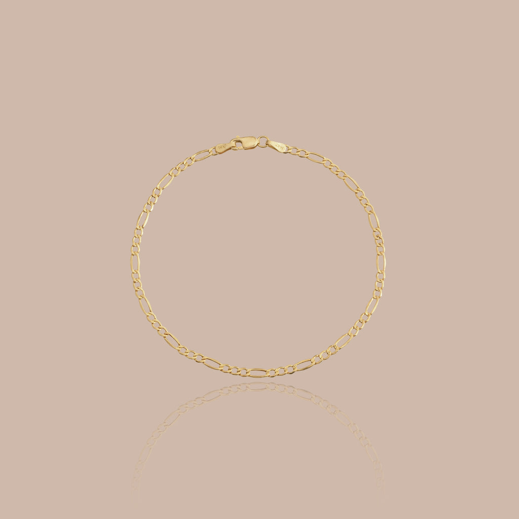 Semi-Solid Gold Figaro Chain Bracelet