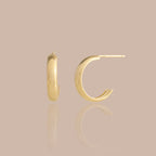 Solid Gold J-Hoop Stud Earrings